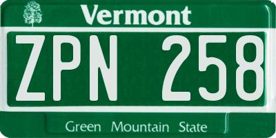VT license plate ZPN258