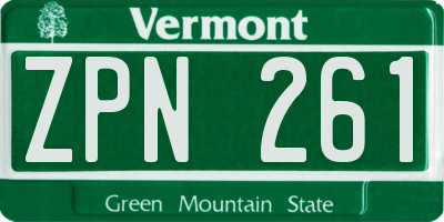 VT license plate ZPN261