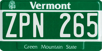 VT license plate ZPN265