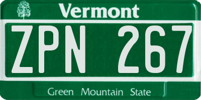 VT license plate ZPN267