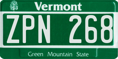 VT license plate ZPN268