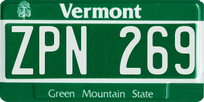 VT license plate ZPN269