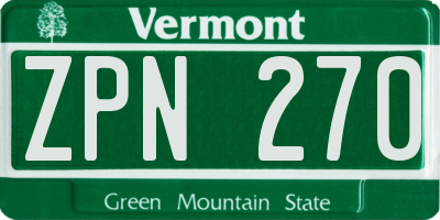VT license plate ZPN270