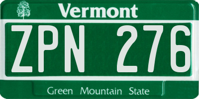 VT license plate ZPN276