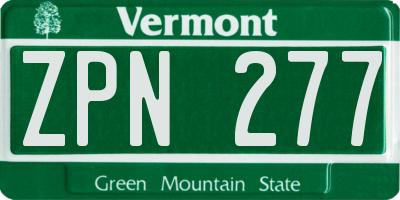 VT license plate ZPN277