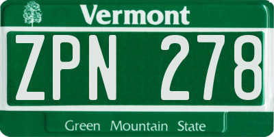 VT license plate ZPN278
