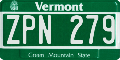 VT license plate ZPN279