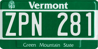 VT license plate ZPN281