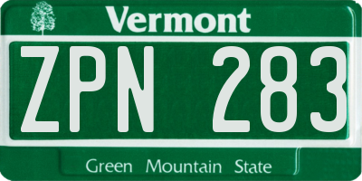 VT license plate ZPN283