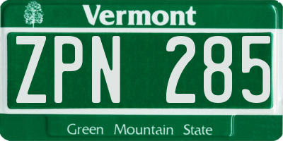 VT license plate ZPN285
