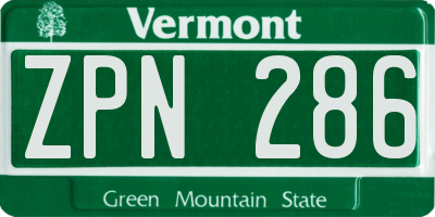 VT license plate ZPN286