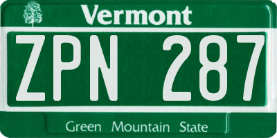 VT license plate ZPN287