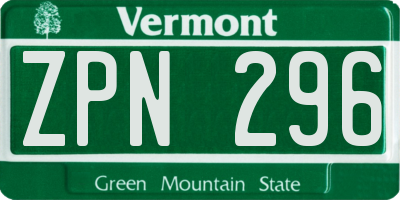 VT license plate ZPN296