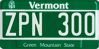 VT license plate ZPN300