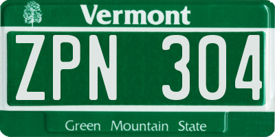 VT license plate ZPN304