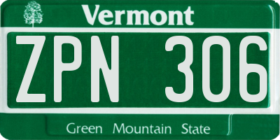 VT license plate ZPN306