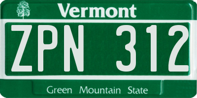 VT license plate ZPN312