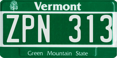 VT license plate ZPN313