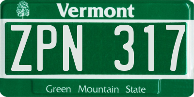 VT license plate ZPN317