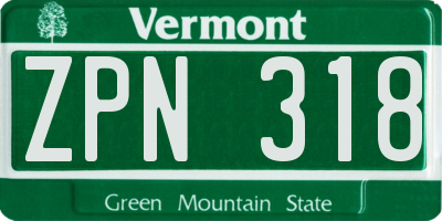 VT license plate ZPN318