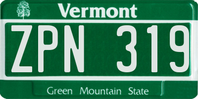 VT license plate ZPN319