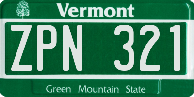 VT license plate ZPN321