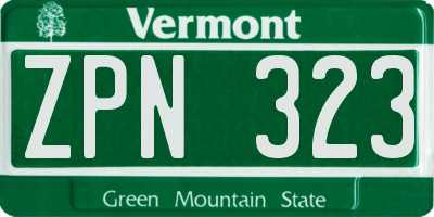 VT license plate ZPN323