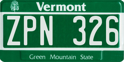 VT license plate ZPN326