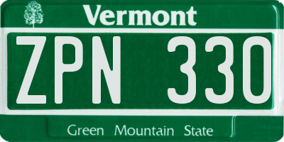 VT license plate ZPN330