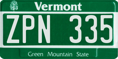VT license plate ZPN335