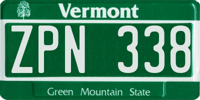 VT license plate ZPN338