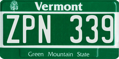 VT license plate ZPN339