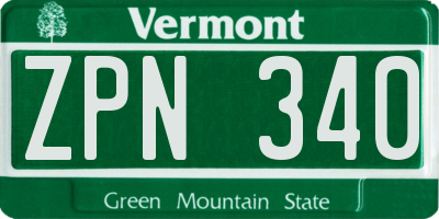 VT license plate ZPN340