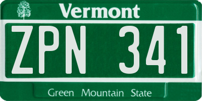 VT license plate ZPN341
