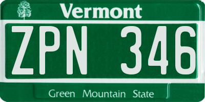 VT license plate ZPN346