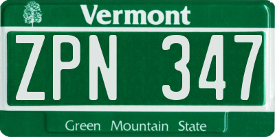 VT license plate ZPN347