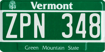 VT license plate ZPN348