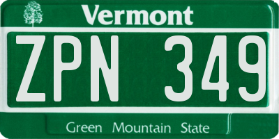 VT license plate ZPN349