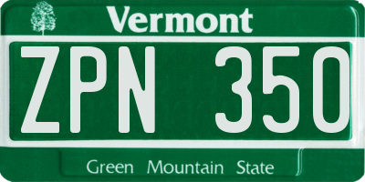 VT license plate ZPN350