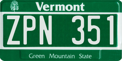 VT license plate ZPN351