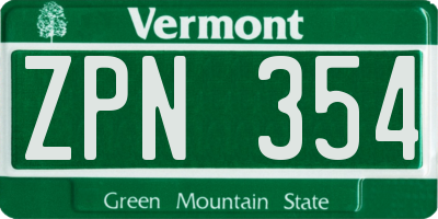 VT license plate ZPN354