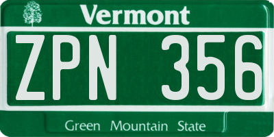 VT license plate ZPN356