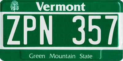 VT license plate ZPN357