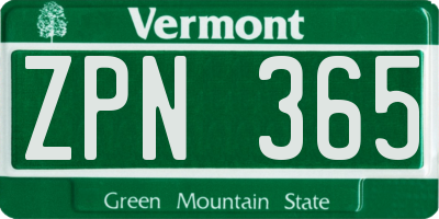 VT license plate ZPN365