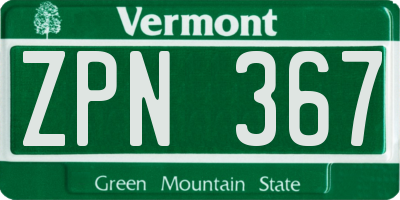 VT license plate ZPN367