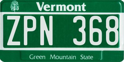 VT license plate ZPN368