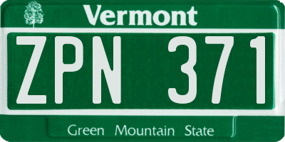 VT license plate ZPN371