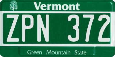 VT license plate ZPN372