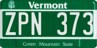 VT license plate ZPN373