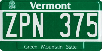 VT license plate ZPN375